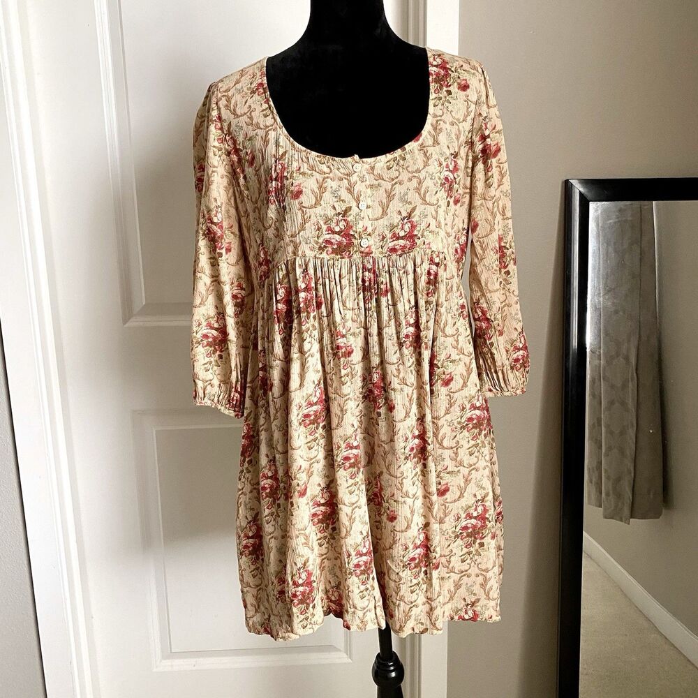 Denim & Supply Ralph Lauren Women's Babydoll Brown Floral Prairie dress Medium